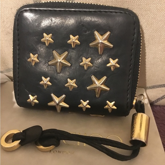 Authenticated Jimmy Choo Nellie Black Star Coin Purse, COA, Dust Bag & Box - Picture 3 of 8